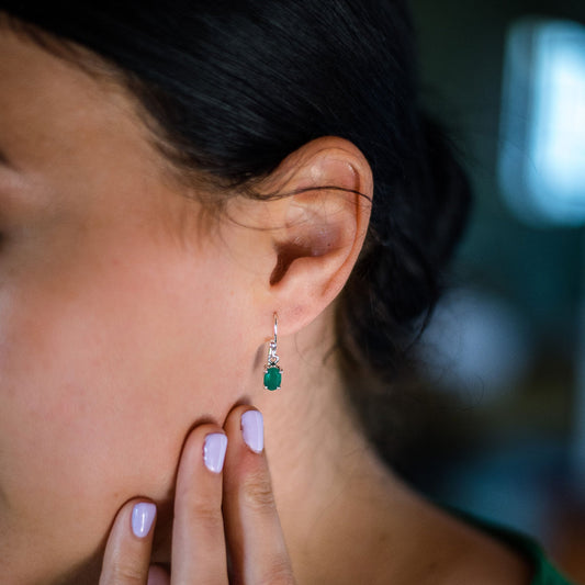 Natural Emerald Sterling Silver Dangle Earrings - Verdant Grace