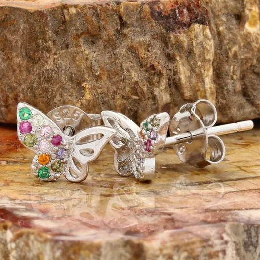 Get your Sterling Silver Butterfly Earrings Multi-Colour CZ Gemstones online now or in store at Forever Gems in Franschhoek, South Africa