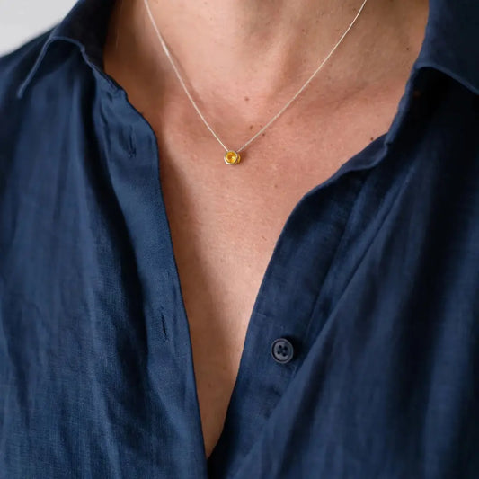 Sterling Silver Citrine Slider Necklace