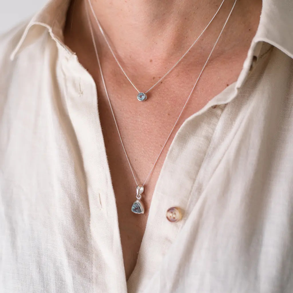 Get your Sterling Silver Blue Topaz Ocean Glow Necklace online now or in store at Forever Gems in Franschhoek, South Africa