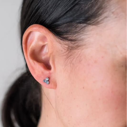 Sterling Silver Tanzanite Bloom Stud Earrings
