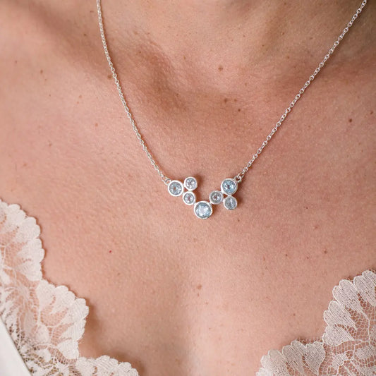 Celestial Poise – Heirloom Blue Topaz Sterling Silver Necklace