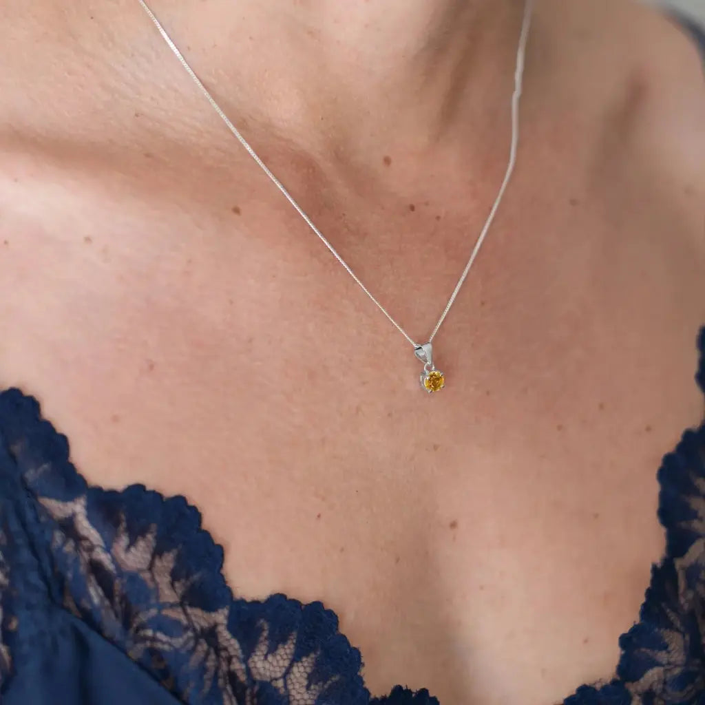 Get your Sterling Silver Citrine Solitaire Necklace online now or in store at Forever Gems in Franschhoek, South Africa