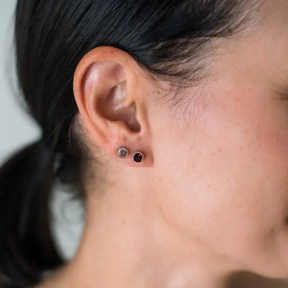 Natural Light Pink Tourmaline Stud Earrings in Sterling Silver