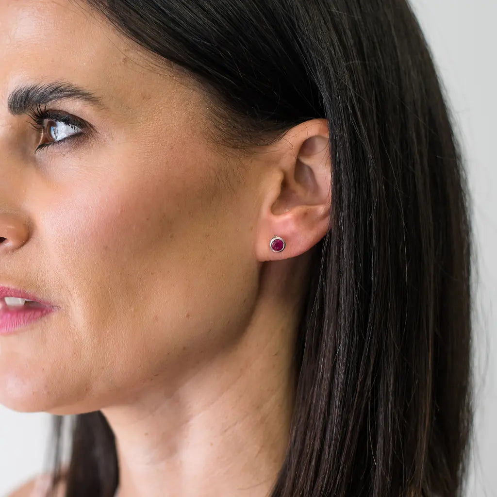 Get your Ruby Bezel Stud Earrings Silver online now or in store at Forever Gems in Franschhoek, South Africa