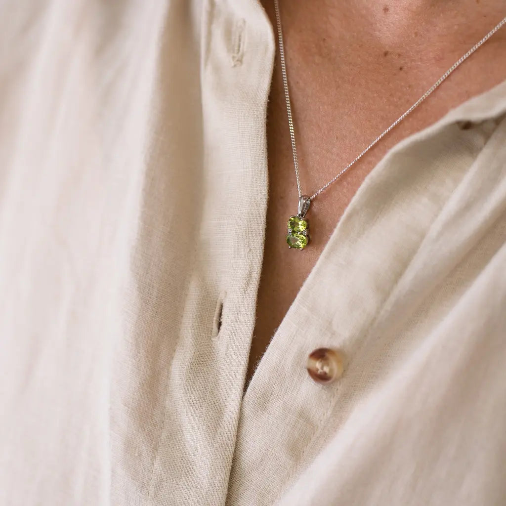Get your Peridot Oval Two-Stone Necklace Silver online now or in store at Forever Gems in Franschhoek, South Africa