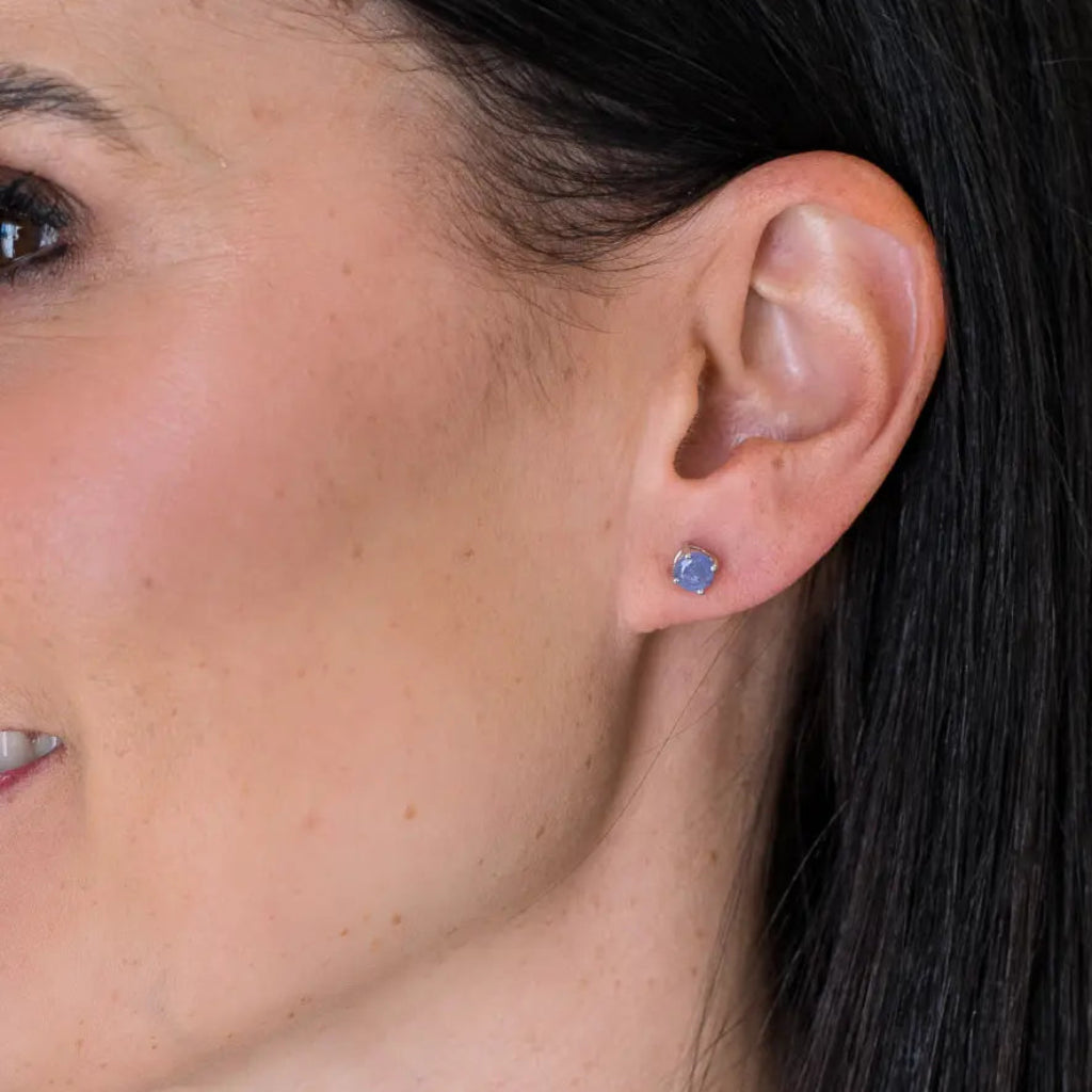 Get your Elegant Sterling Silver Stud Earrings Featuring 5mm Tanzanite online now or in store at Forever Gems in Franschhoek, South Africa