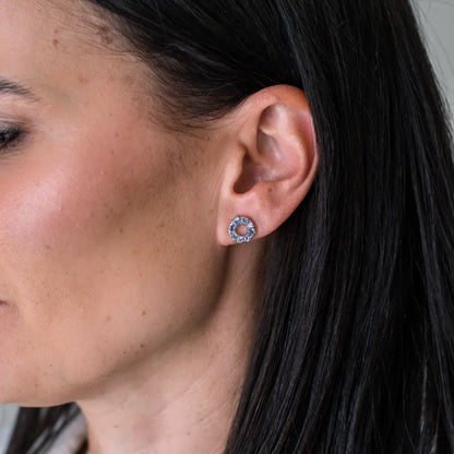 Get your Sterling Silver Tanzanite Halo Stud Earrings online now or in store at Forever Gems in Franschhoek, South Africa