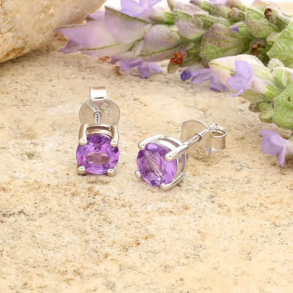 Get your Sterling Silver 4mm Amethyst Stud Earrings online now or in store at Forever Gems in Franschhoek, South Africa