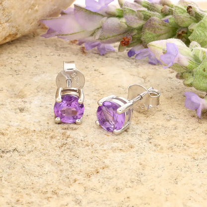 Get your Sterling Silver 4mm Amethyst Stud Earrings online now or in store at Forever Gems in Franschhoek, South Africa