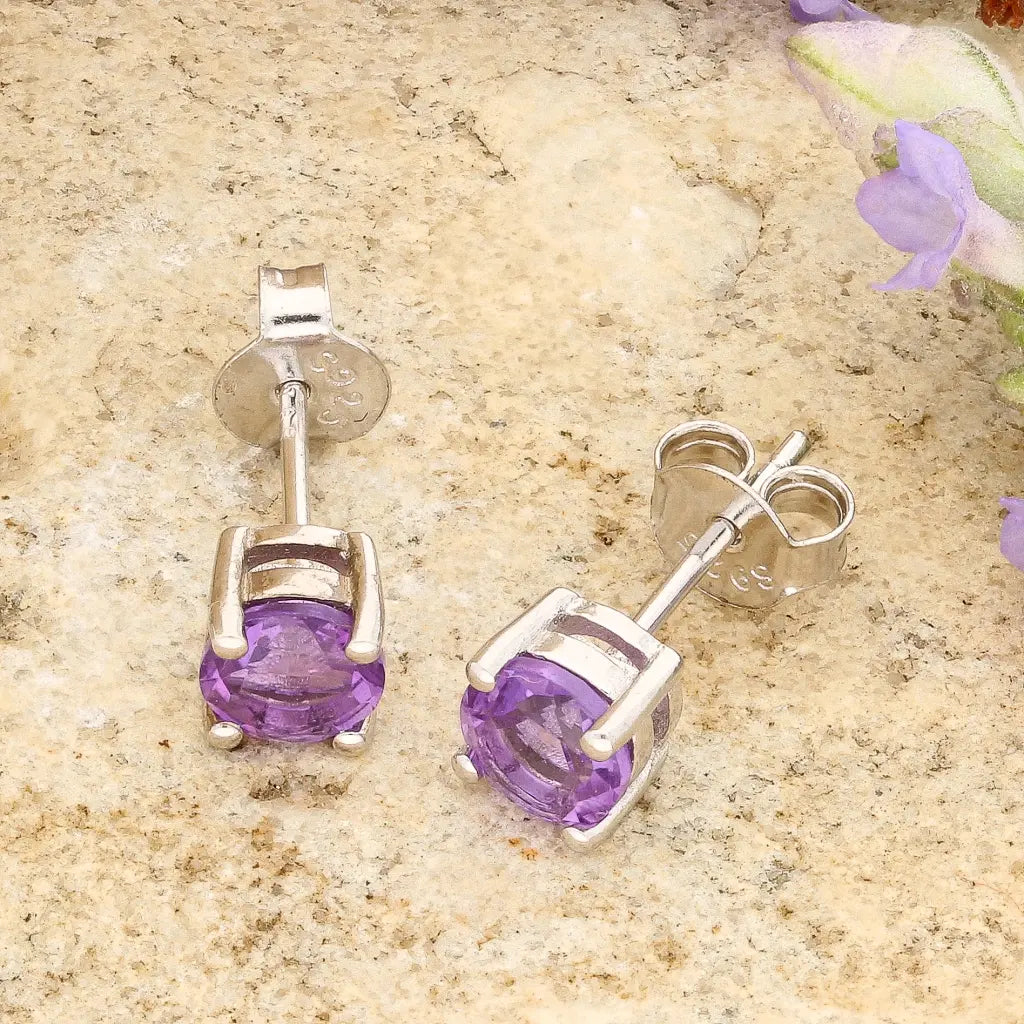 Get your Sterling Silver 4mm Amethyst Stud Earrings online now or in store at Forever Gems in Franschhoek, South Africa