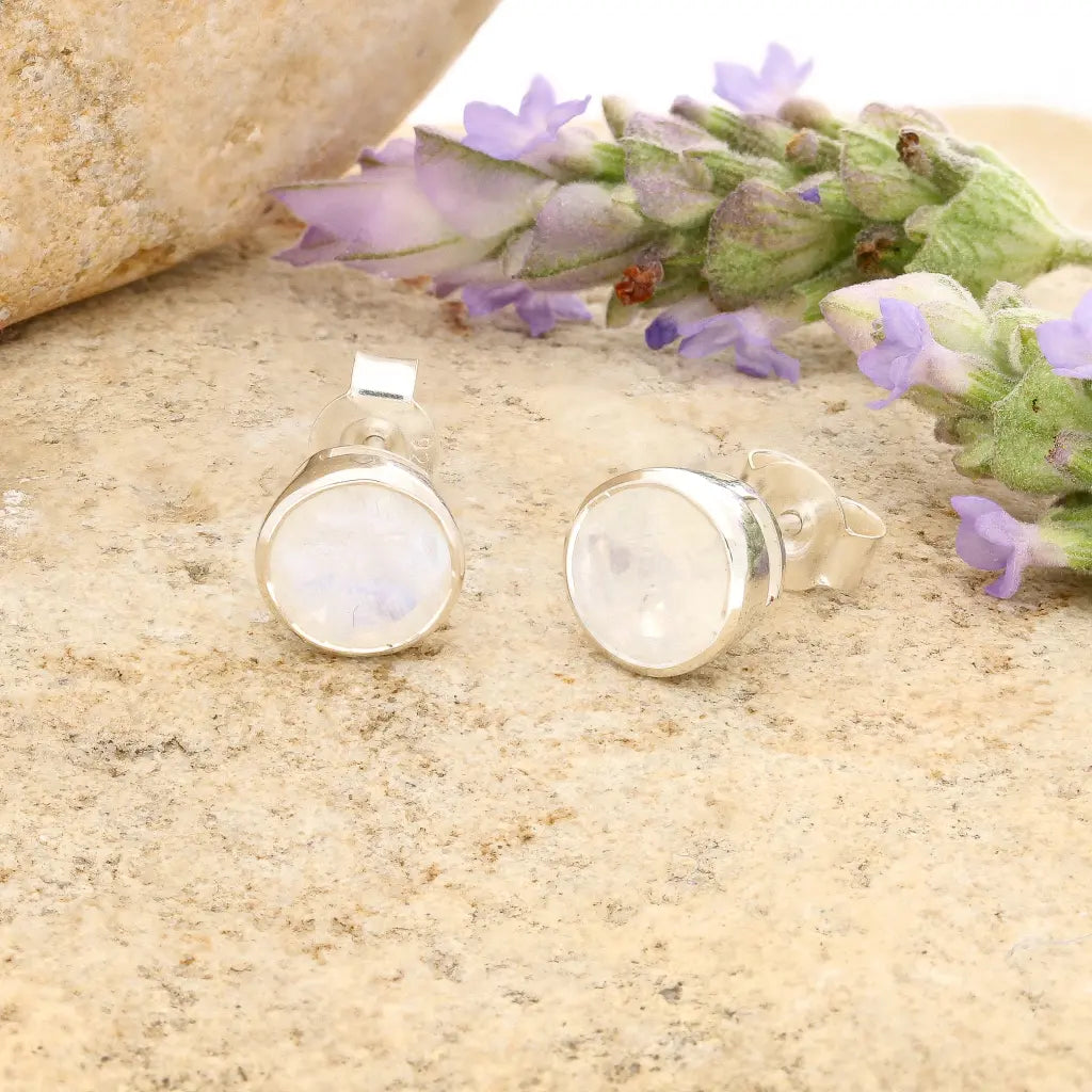 Get your Sterling Silver Rainbow Moonstone Stud Earrings online now or in store at Forever Gems in Franschhoek, South Africa