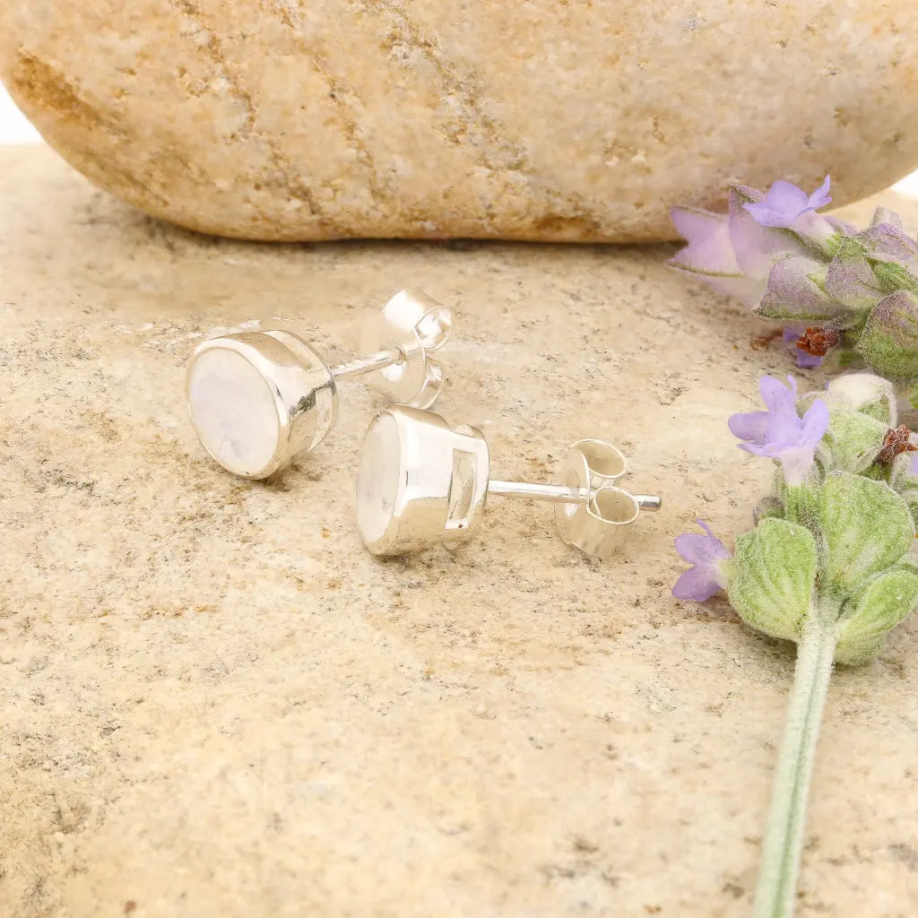 Get your Sterling Silver Rainbow Moonstone Stud Earrings online now or in store at Forever Gems in Franschhoek, South Africa