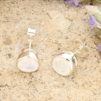 Get your Sterling Silver Rainbow Moonstone Stud Earrings online now or in store at Forever Gems in Franschhoek, South Africa