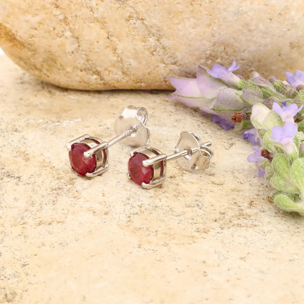 Get your Sterling Silver Natural Ruby Stud Earrings online now or in store at Forever Gems in Franschhoek, South Africa