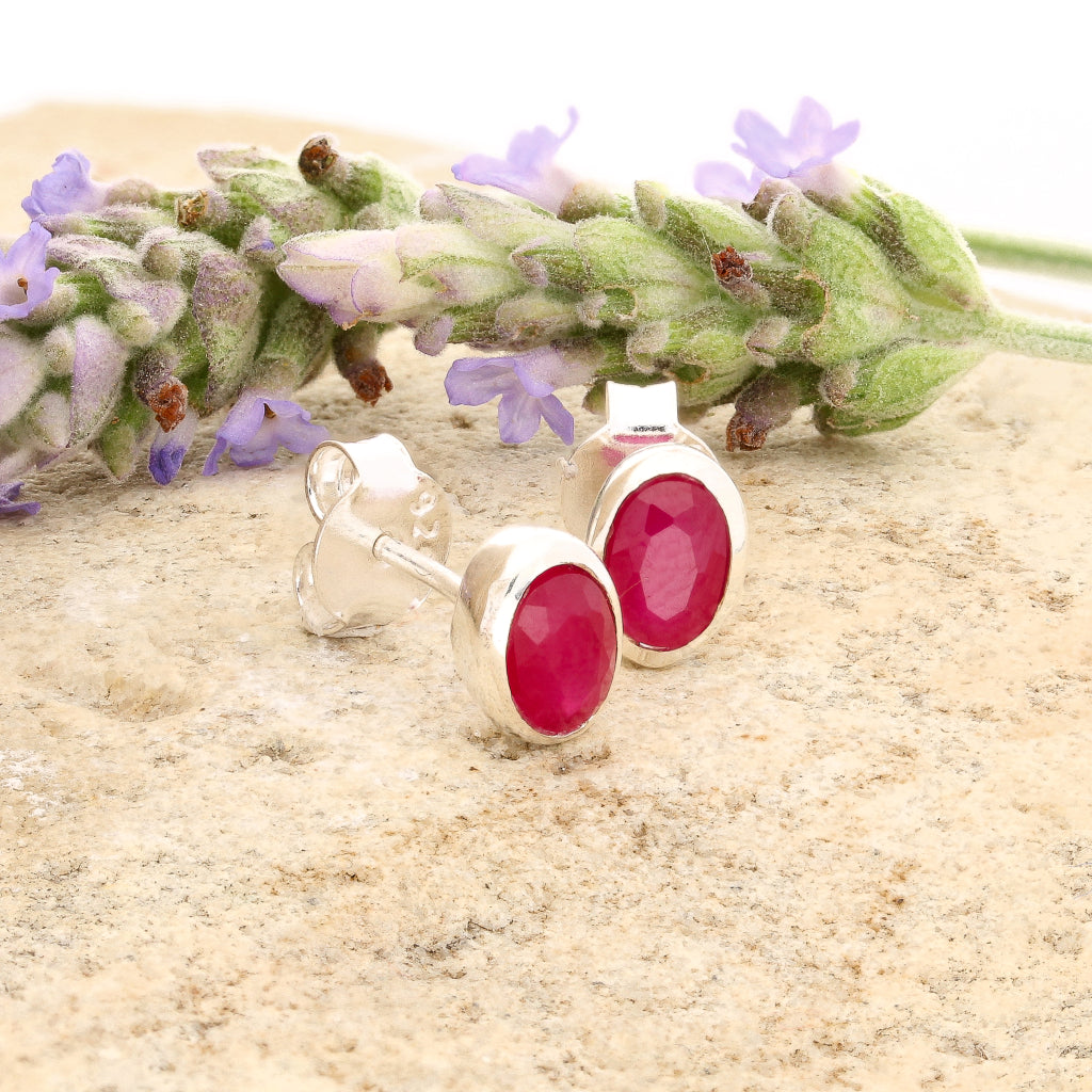 Get your Sterling Silver Oval Ruby Tube Stud Earrings online now or in store at Forever Gems in Franschhoek, South Africa
