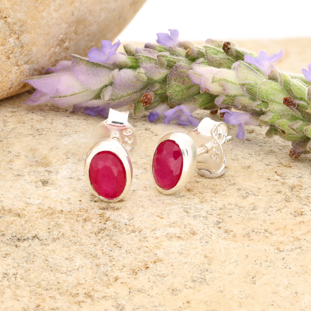 Get your Sterling Silver Oval Ruby Tube Stud Earrings online now or in store at Forever Gems in Franschhoek, South Africa