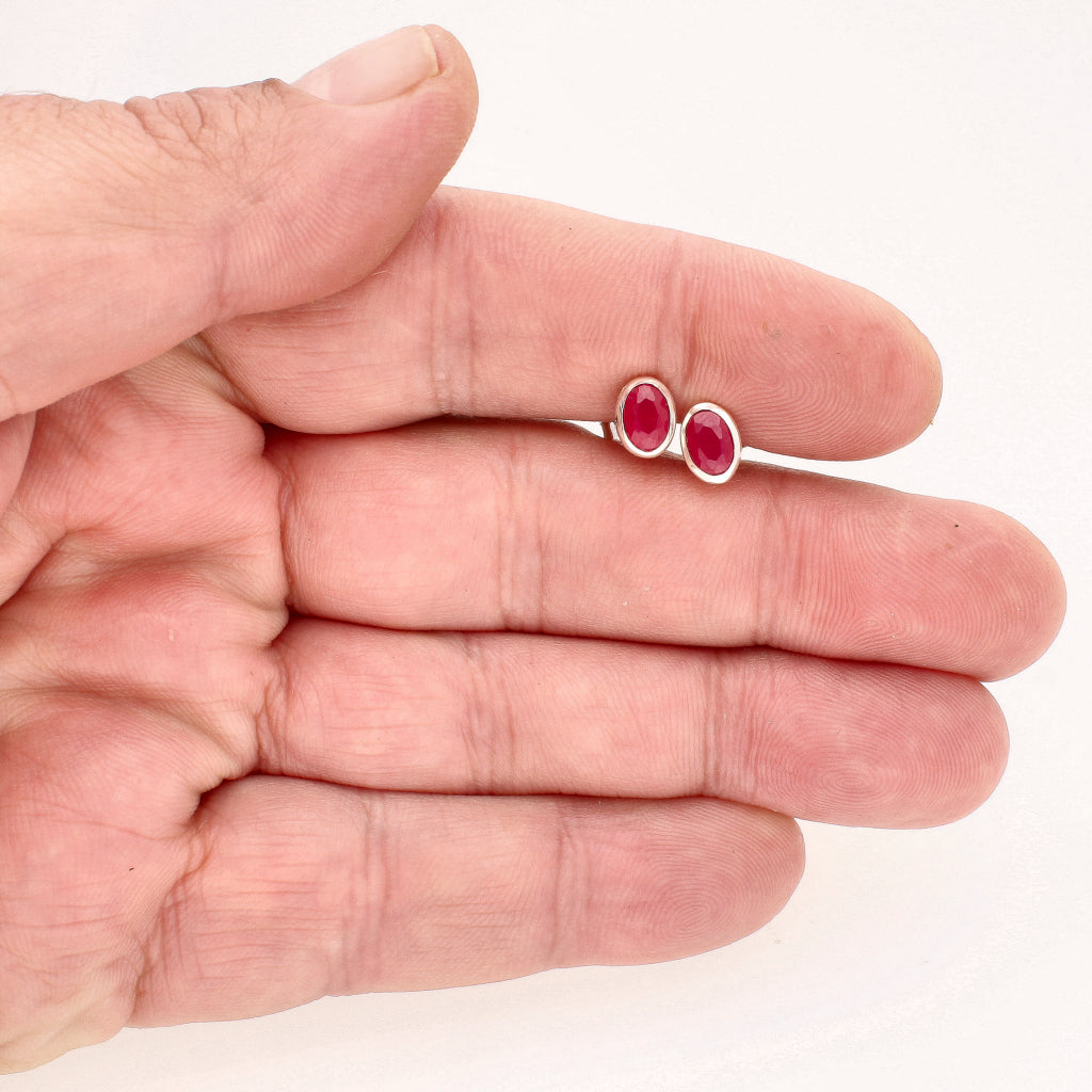 Get your Sterling Silver Oval Ruby Tube Stud Earrings online now or in store at Forever Gems in Franschhoek, South Africa