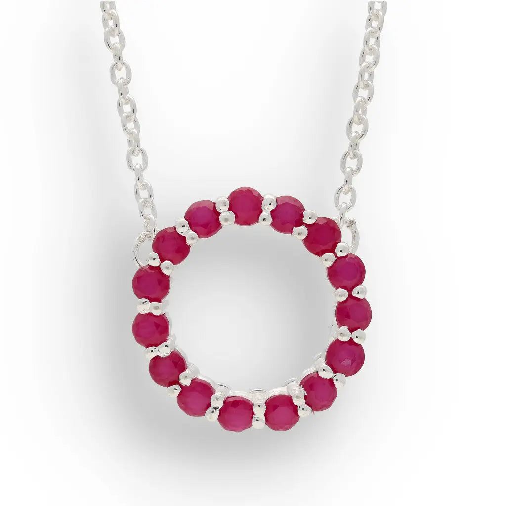 Get your Sterling Silver Ruby Circle Necklace of Love online now or in store at Forever Gems in Franschhoek, South Africa