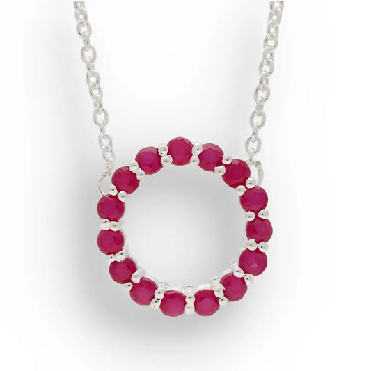 Get your Sterling Silver Ruby Circle Necklace of Love online now or in store at Forever Gems in Franschhoek, South Africa