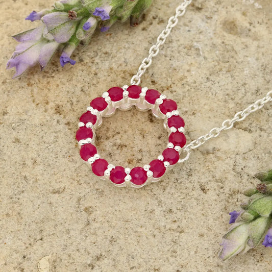 Get your Sterling Silver Ruby Circle Necklace of Love online now or in store at Forever Gems in Franschhoek, South Africa