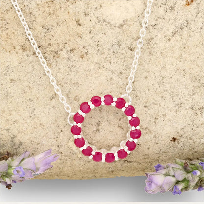 Get your Sterling Silver Ruby Circle Necklace of Love online now or in store at Forever Gems in Franschhoek, South Africa