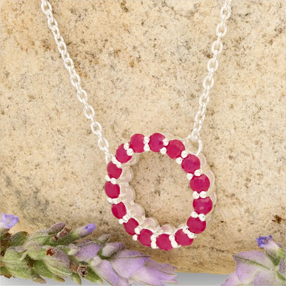 Get your Sterling Silver Ruby Circle Necklace of Love online now or in store at Forever Gems in Franschhoek, South Africa