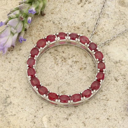 Get your Sterling Silver Ruby Eternity Circle Necklace online now or in store at Forever Gems in Franschhoek, South Africa