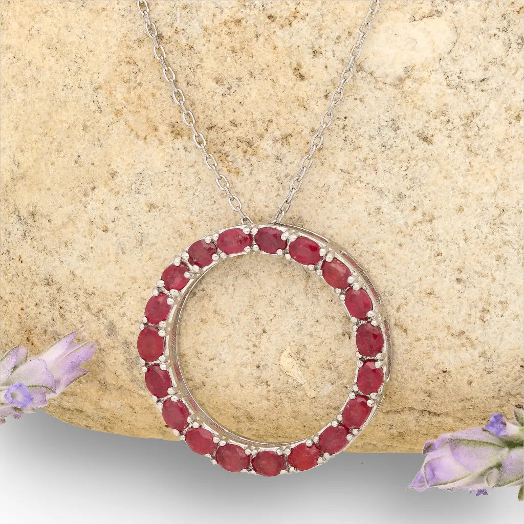 Get your Sterling Silver Ruby Eternity Circle Necklace online now or in store at Forever Gems in Franschhoek, South Africa