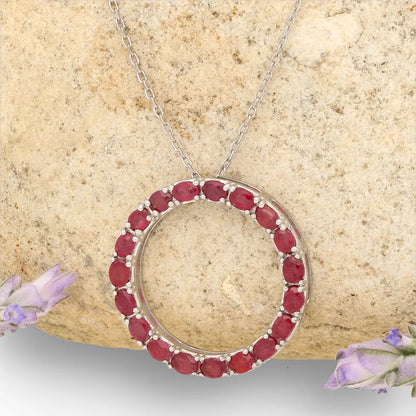 Get your Sterling Silver Ruby Eternity Circle Necklace online now or in store at Forever Gems in Franschhoek, South Africa