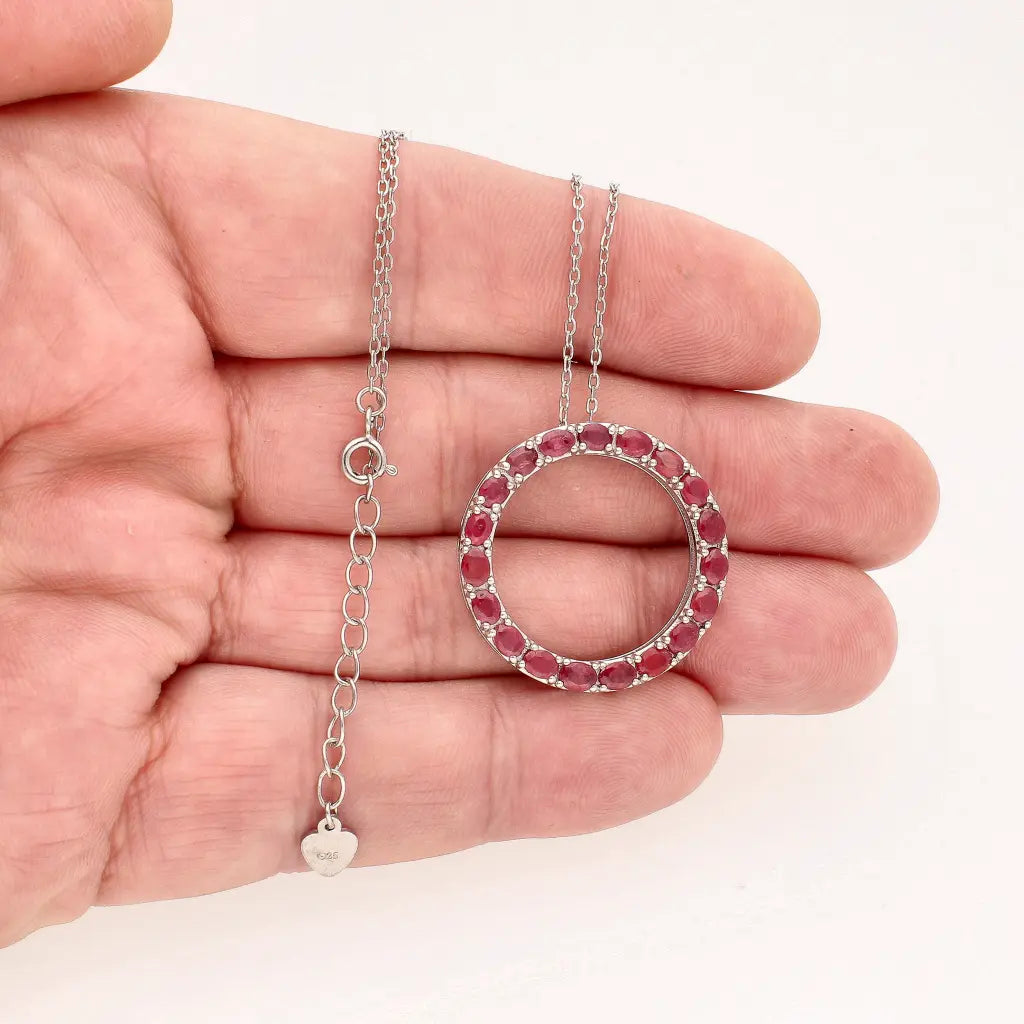 Get your Sterling Silver Ruby Eternity Circle Necklace online now or in store at Forever Gems in Franschhoek, South Africa