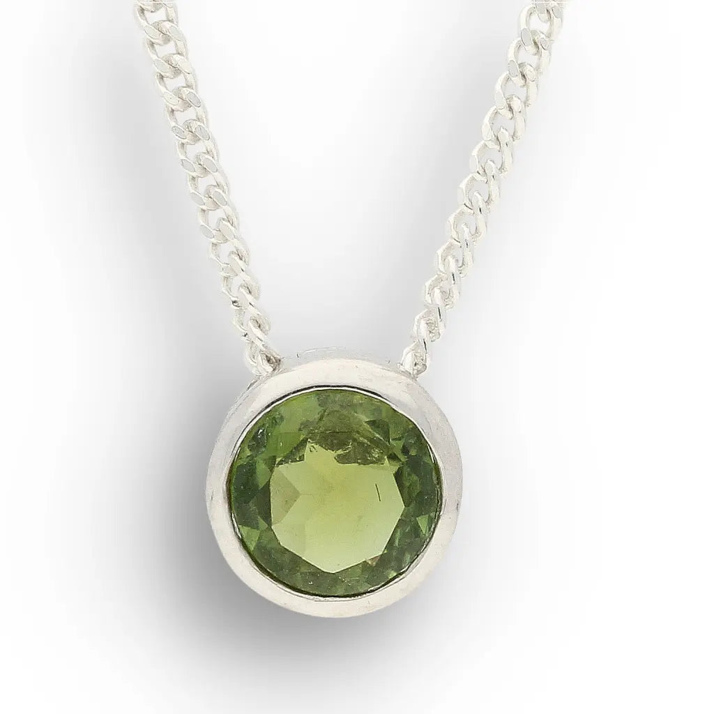 Verdant Glow Natural Green Tourmaline Tube Set Slider Necklace
