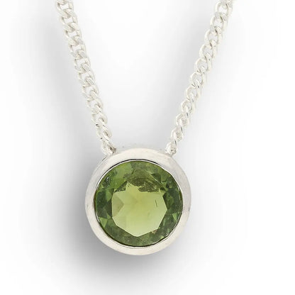 Verdant Glow Natural Green Tourmaline Tube Set Slider Necklace