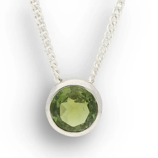 Verdant Glow Natural Green Tourmaline Tube Set Slider Necklace