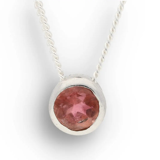 Rosy Dawn Natural Pink Tourmaline Tube Set Slider Necklace