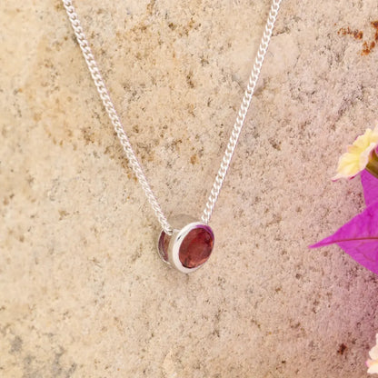 Rosy Dawn Natural Pink Tourmaline Tube Set Slider Necklace