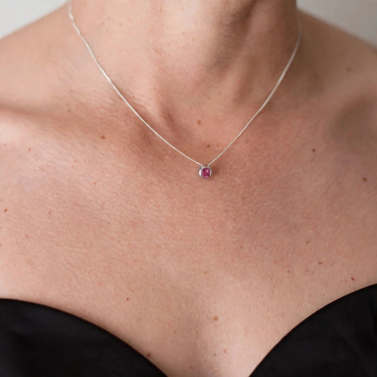 Rosy Dawn Natural Pink Tourmaline Tube Set Slider Necklace