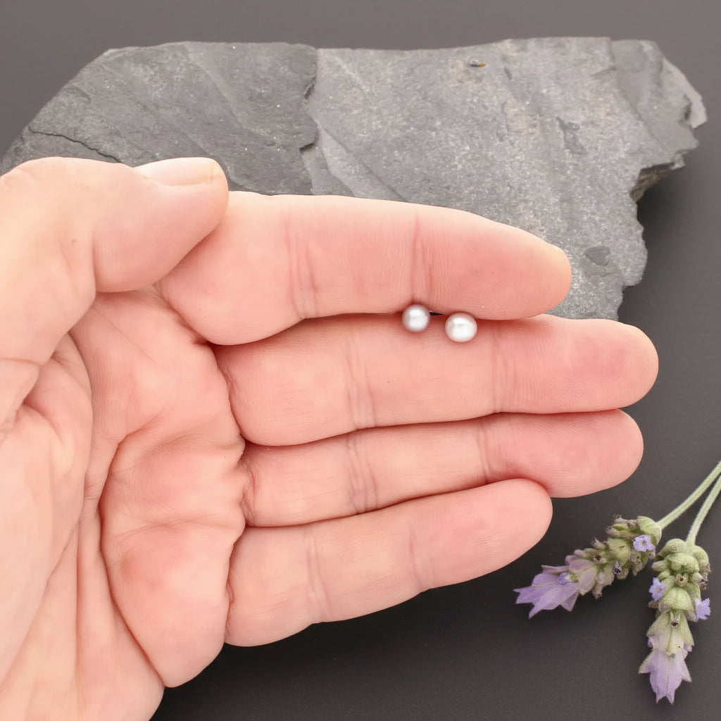Moonlit Grace Natural White Cultured 5mm Pearl Stud Earrings