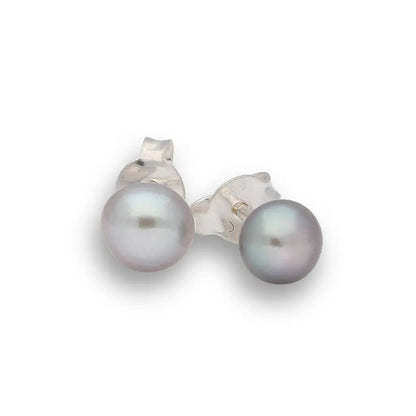 Moonlight Mist Natural Grey Cultured 5mm Pearl Stud Earrings