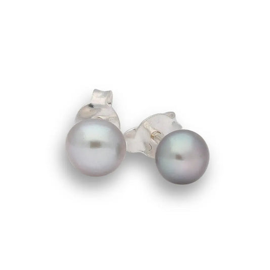 Moonlight Mist Natural Grey Cultured 5mm Pearl Stud Earrings