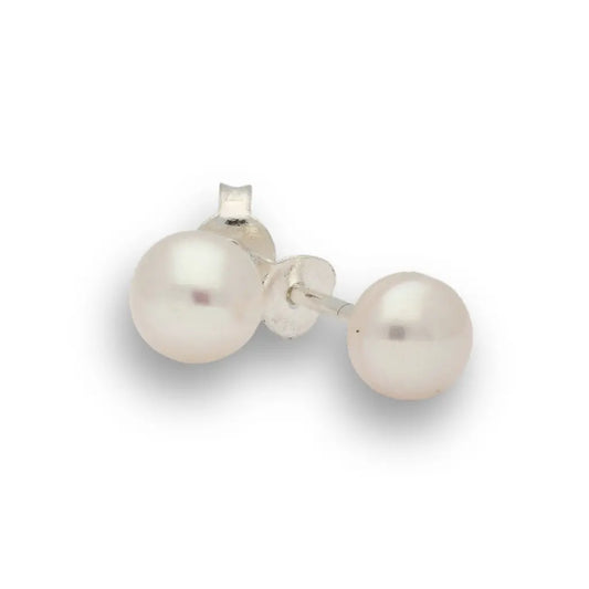 Classic Glow Natural White Cultured 6mm Pearl Stud Earrings