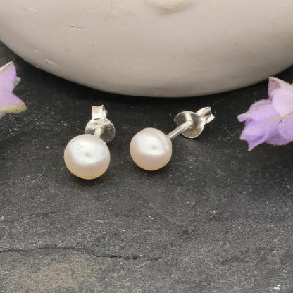 Classic Glow Natural White Cultured 6mm Pearl Stud Earrings