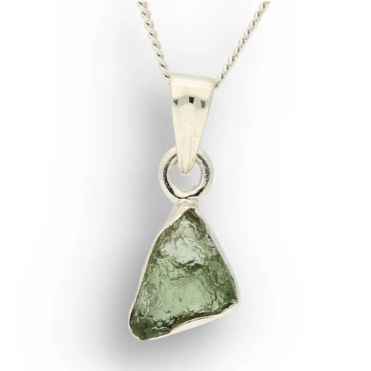 Authentic Moldavite Sterling Silver Necklace 45cm Chain