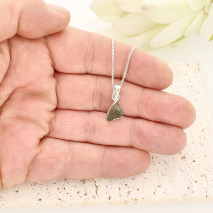 Authentic Moldavite Sterling Silver Necklace 45cm Chain