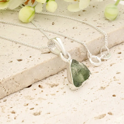 Authentic Moldavite Sterling Silver Necklace 45cm Chain