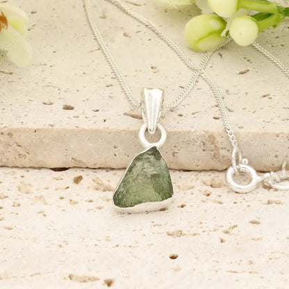 Authentic Moldavite Sterling Silver Necklace 45cm Chain