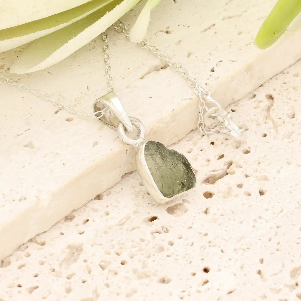 Get your Authentic Moldavite Sterling Silver Transformation Necklace online now or in store at Forever Gems in Franschhoek, South Africa