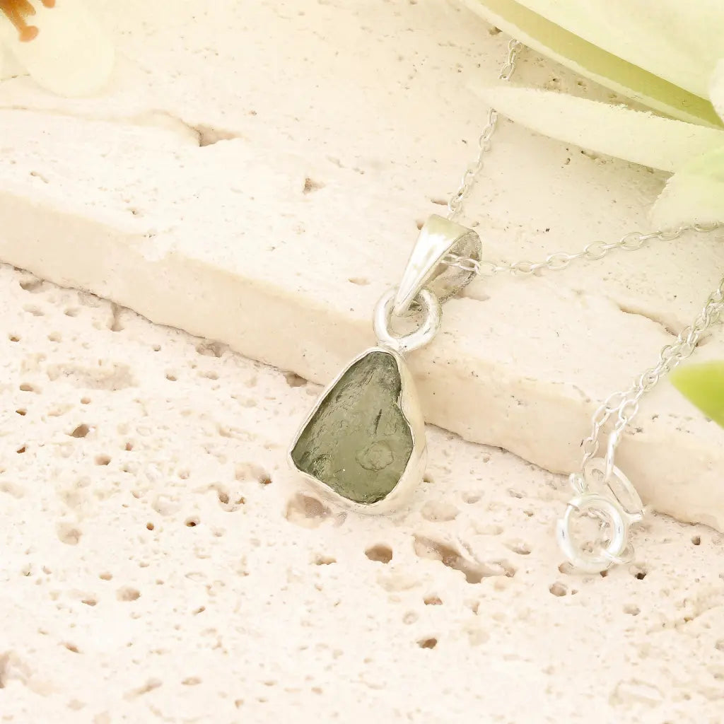 Get your Authentic Moldavite Sterling Silver Transformation Necklace online now or in store at Forever Gems in Franschhoek, South Africa