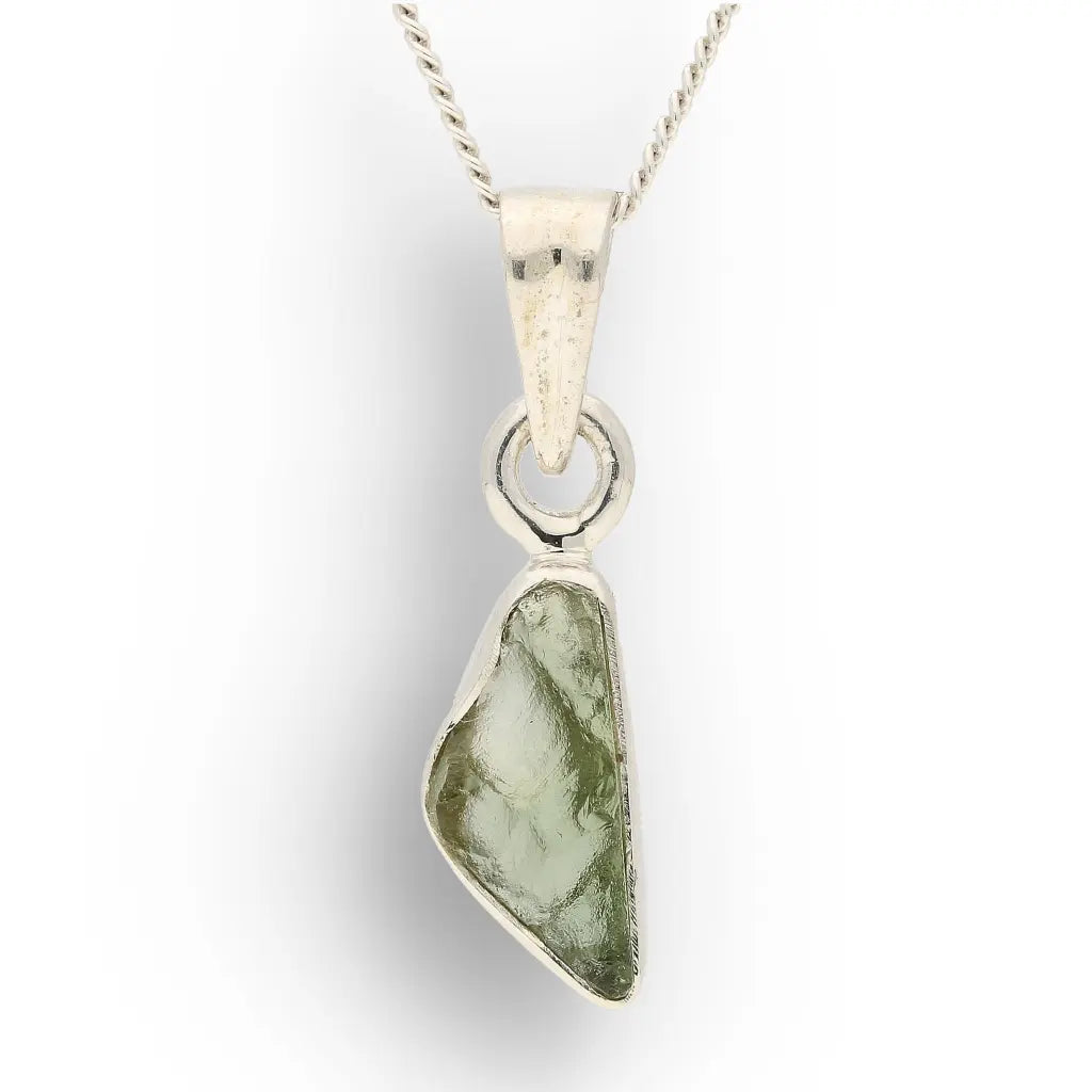 Authentic Moldavite Sterling Silver Kite Necklace