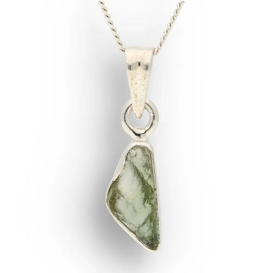 Authentic Moldavite Sterling Silver Kite Necklace